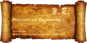 Matievits Rajmunda névjegykártya